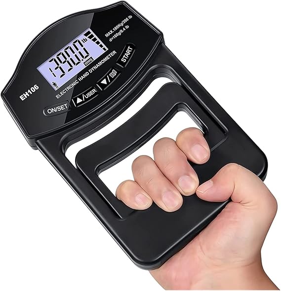 Dynamometer, Grip Strength Tester 396Lbs/180Kg Digital Hand Dynamometer Grip Strength Meter USB LCD Screen Hand Grip Dynamometer,High Precision