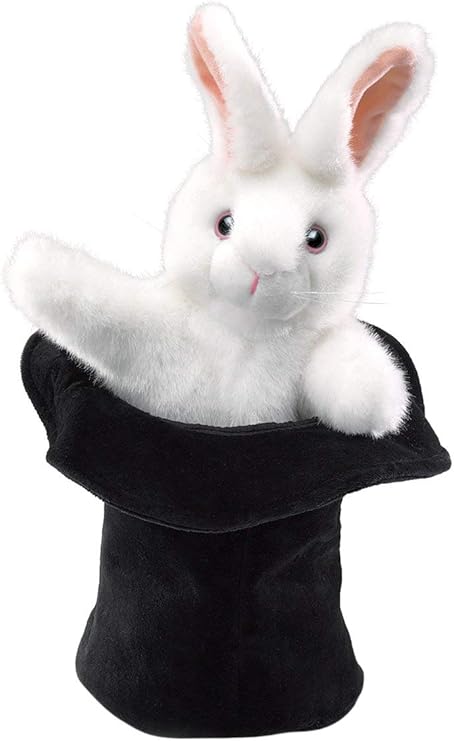 Folkmanis Rabbit In Hat Hand Puppet Black, White, Pink, 1 EA