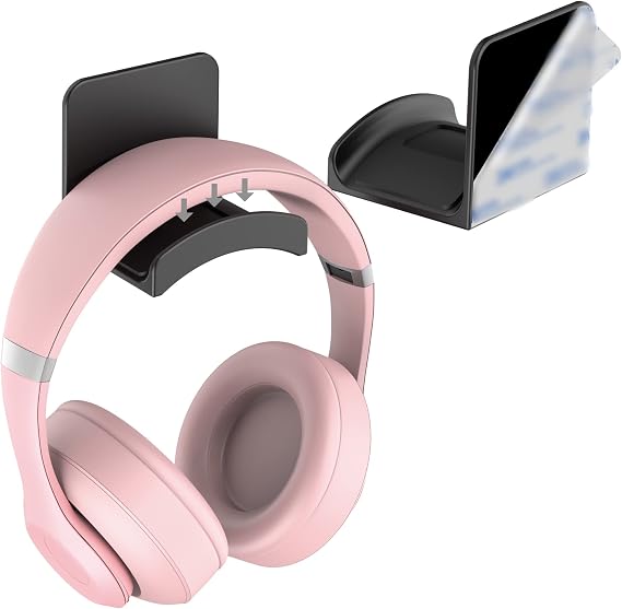 HomeMount Headphone Hook for Desk, Headset & Controller Holder, Black 1Pcs