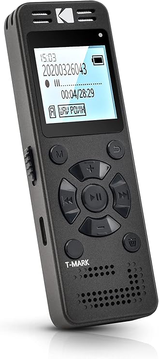 KODAK High - Intensity VRC350 Digital Voice Recorder | Voice Activated Rechargeable Mini Dictaphone with a Lithium Battery & MP3 | Voice Activated Listening Device.