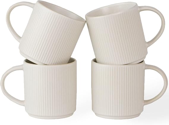 famiware Coffee Mug Set of 4, Star 12 oz Ceramic Mugs Cups Set with Handle