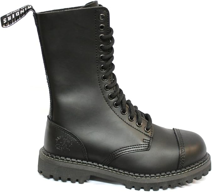 Grinders Herald 2015 Matte Finish Black Unisex Safety Steel Toe Cap Military Punk Boots