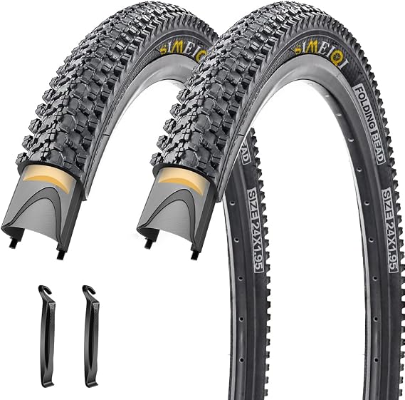 24 X 1.95 Inch Folding Bike Tires with 3mm Anti Puncture Proof Protection for Mountain Bicycles