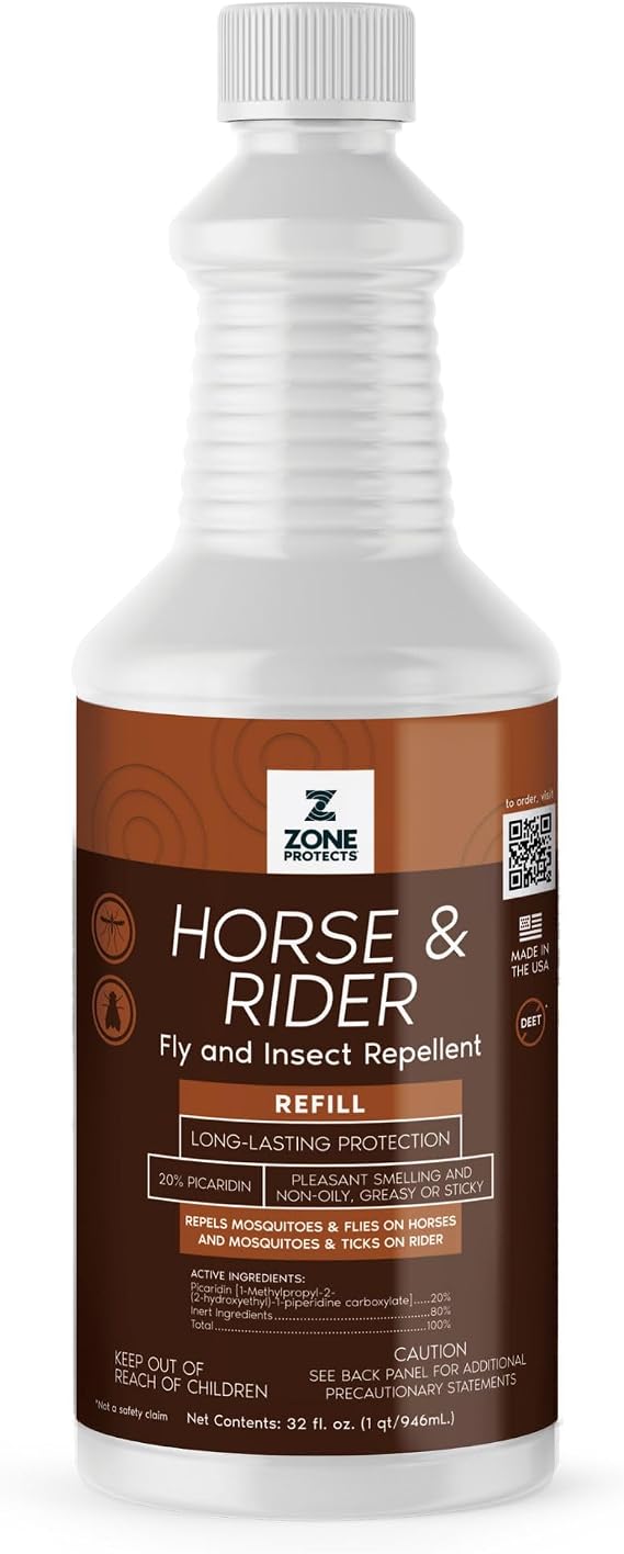 Horse & Rider Fly/Insect Repellent 32oz Refill; Picaridin Based, Light Fresh Scent, Masks Horse Hide; 12-Hr Proven Protection Against 400 Fly Species