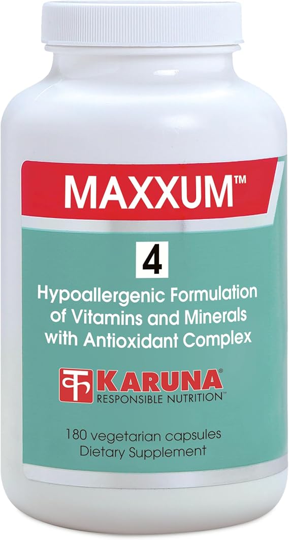 Karuna MAXXUM 4 180 Vegetarian Capsules | multivitamin and Mineral Supplement, Lutein, Zeaxanthin, Lycopene, Alpha-Carotene and Cryptoxanthin, Citrus Bioflavonoids,1:1 Calcium/Magnesium