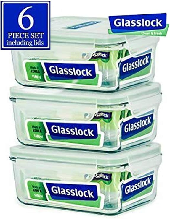 Glasslock Food-Storage Container with Locking Lids Oven and Microvave Safe - Rectangular 37oz
