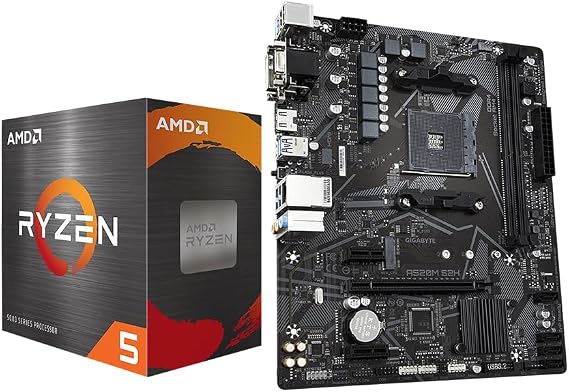 Micro Center AMD 5500 Processor with Gigabyte A520M S2H MATX Motherboard