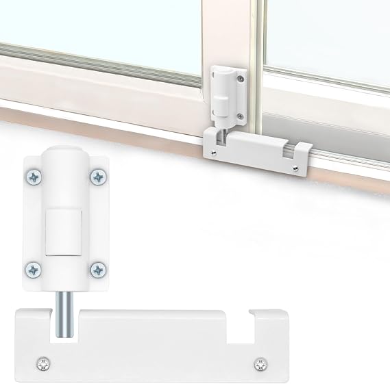 Patio Sliding Glass Door Foot Lock, Rail-Childproof Safety Window Locks | Keyless Kick Lock with 2-position vent control, Security Bolt Install on The Top or Bottom