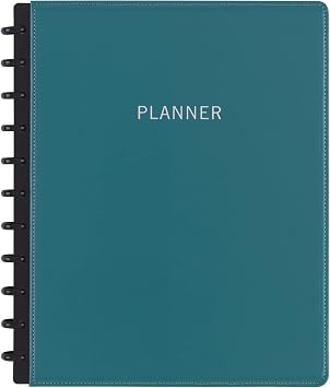 TUL Discbound Monthly Planner Starter Set, Undated, Letter Size, Leather Cover, Teal