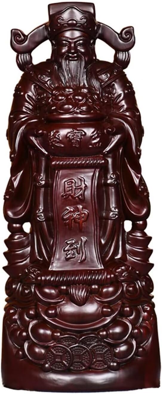 CAI Shen Statue - God of Wealth and Fortune, Feng Shui Decor, Caishen Figurines Sculpture, Tsai Shen Yeh
