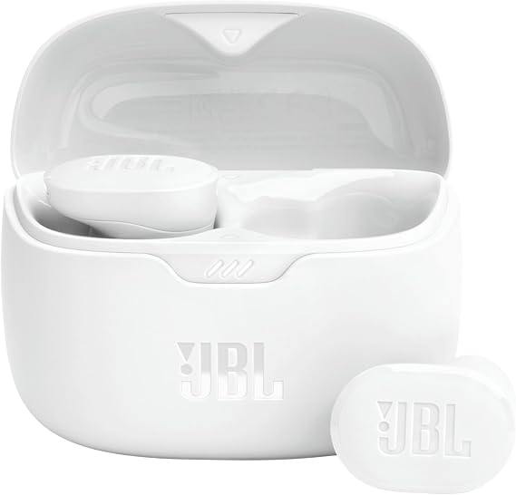 JBL Tune Buds, gürültü azaltma kablosuz kulaklık, Bluetooth 5.3, 48 saate kadar pil ömrü, hızlı şarj, JBL Pure Bass ses, beyaz