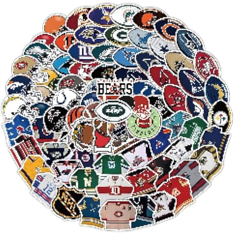104cs Football Stickers Pack for Helmet Water Bottles Rugby Decal Decoration Sticker for Boys,Waterproof Decals for Laptop,Computer,Phone Case,Car,Guitar,Bumper,Skateboard,Gifts for Adults Teens