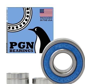 PGN (4 Pack) 6203-2RS Bearing - Lubricated Chrome Steel Sealed Ball Bearing - 17x40x12mm Bearings with Rubber Seal & High RPM Support