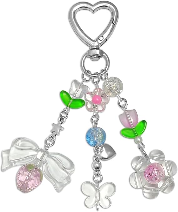 Keychain Bag Accessories Cute Cherry Strawberry Flower Keychains Accessories Decor for Keys Bags Purses Gift