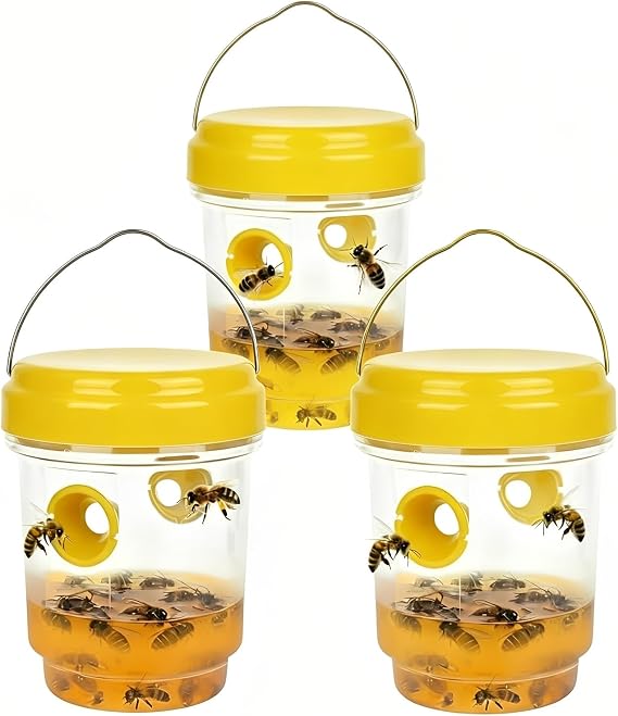3 Pack Wasp Trap Effective Wasp Nest Killer traps Hanging for Outdoor-Indoor, Reusable Yellow Jacket Traps Killer, Hornet Trap, Bee Catcher Insect Control for Garden Outdoor Courtyard