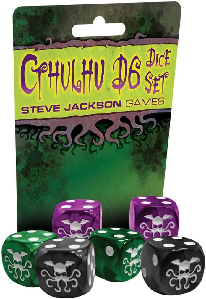 Cthulhu d6 Dice Set | 6 Pcs | 19mm Six-Sided | Pearlized Dice | Tabletop Roleplaying Games | RPG | from Steve Jackson Games