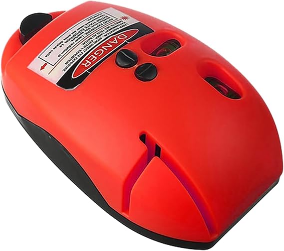 Level Tool 90 Measuring Laser Mouse, Cross Line, Wall Mount | Horizontal & Vertical Line, Red Beam, for Picture Hanging, Home Reno