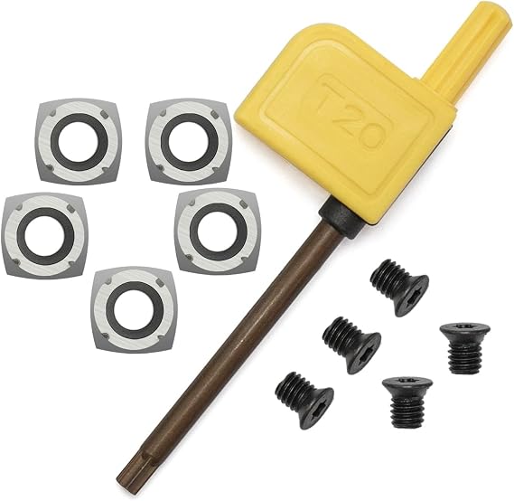 5pcs 15mm Square Carbide Inserts Cutters, Negative Rake Angle 15x15x2.5mm-R50 Replacement Carbide Inserts Cutters for Woodturning Tools