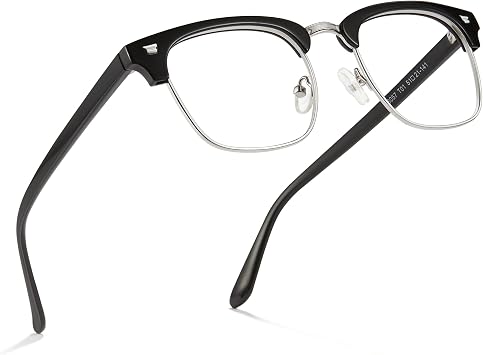 Cyxus Blue Light Glasses Men Retro Semi Rimless Clear Blue Light Glasses for Computer Eye Strain Gaming Glasses Anti Harmful Blue Light for Men Women