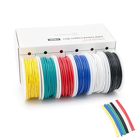 FIRMERST 22 Gauge 30 Feet Solid Core Tinned Copper Hook Up Wire, 6 Colors