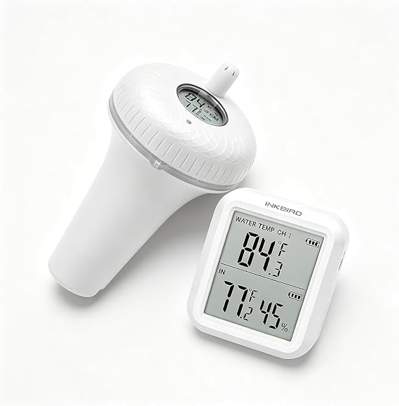 INKBIRD Pool Thermometer Wireless,Pool Temperature Thermometer Floating Easy Read for Swimming, Hot Tub, with Indoor Receiver for Temperature Reading