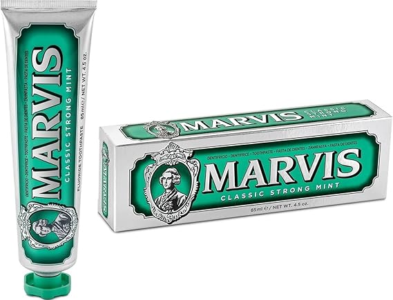 Marvis Classic Strong Mint Toothpaste, 85 ml, Sensational Flavoured Toothpaste for a Long-Lasting Freshness | Helps Remove Plaque, Promotes Healthy Gums, Prevents Tooth Decay, Long-Lasting Freshness, Sensational Flavour, For Adults