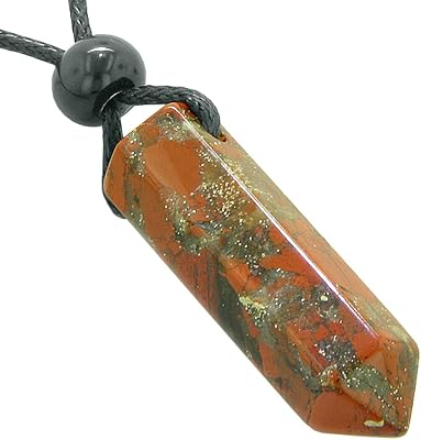 Lucky Crystal Point Pendant Necklace in Dragon Blood Jasper Gemstone