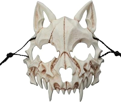 GB4 Japanese Halloween Mask Resin Mask Half Face Skull Scary Mask Cosplay Decorative