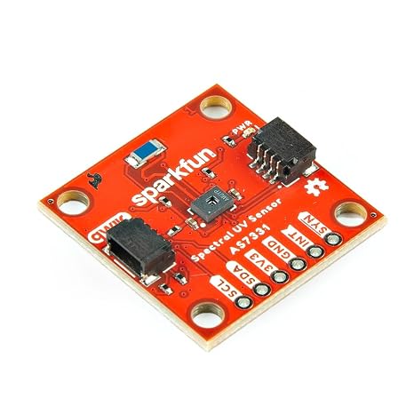 SparkFun Spectral UV Sensor - AS7331 (Qwiic) -Four Operating Modes, High Dynamic Range: Up to 3.43E+10 (Resolution multiplied by gain Range) Operating Voltage: 2.7V-3.6V, Dimensions: 1.0in x 1.0in