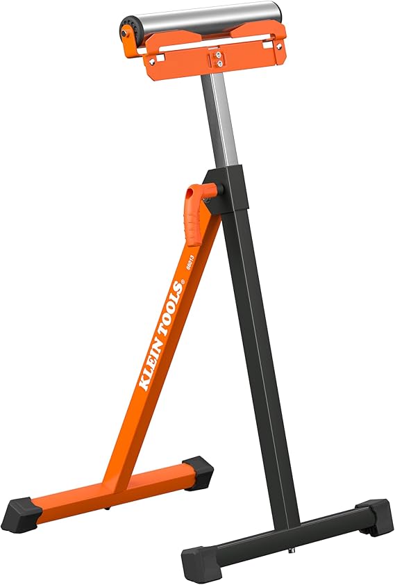 Klein Tools 66013 Roller Stand, 200-Pound Load Capacity, Adjustable Height with Guide Wings, Easy Assembly and Fold Flat Design