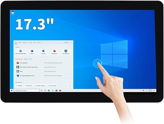 17.3 inch Touch Screen All-in-One Industrial PC, Intel i7, 8GB RAM, 256G SSD, 16:9 FHD 1080P, Windows 10, Smart Board for Classroom, Meeting & Game, USB, VGA & HD-MI Monitor