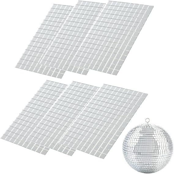 Self-Adhesive Real Glass Craft Mini Square Mirrors Mosaic Tiles(10 x 10mm,6 Sheet,900 Pcs)