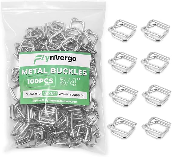 3/4" Heavy Duty Metal Wire Buckle for Woven Cord Strapping 100 Pack