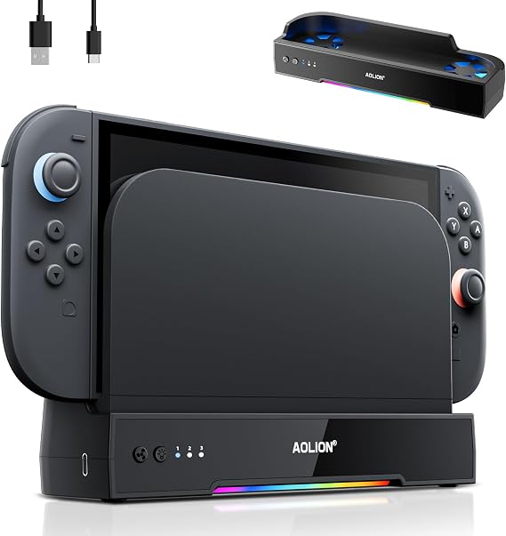 Cooling Fan for Nintendo Switch 2 Dock Dual High-Speed Fans, 3-Speed Adjustment, RGB Lighting, Ultra-Quiet, USB Powered, Wall-Mountable with Anti-Slip Base for Switch 2