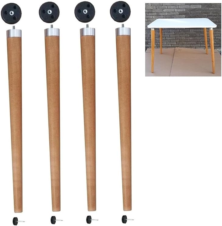Depolife Solid Hornbeam Tapered Wooden Leg Angle Table Table Leg with M8 Screws and Mounting Apparatus