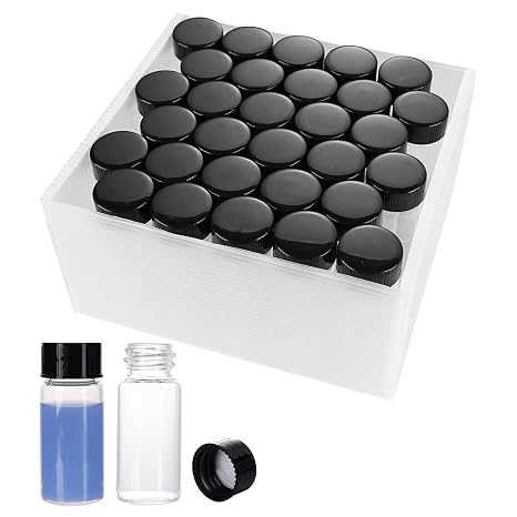 5ml Clear Glass Vials with Screw Caps and Plastic Stoppers 50PCS, Small Liquid Sample Vial, Test Tubes, Leak-Proof Vial
