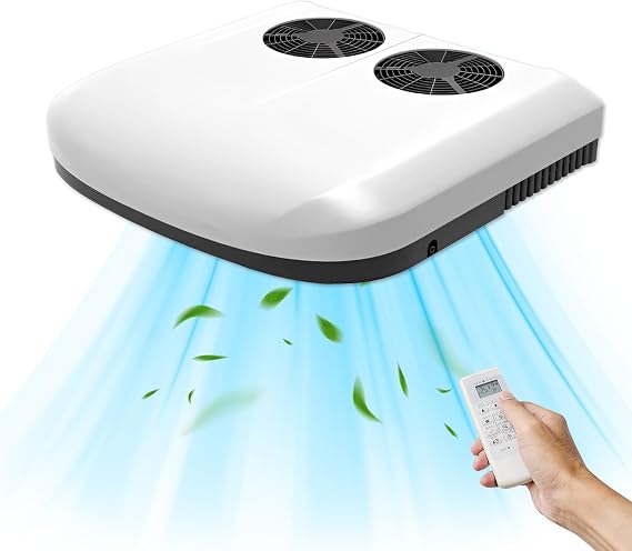 12V Rv Rooftop Air Conditioner 10500 BTU, Universal RV Rooftop Ac Unit 12 Volt Camper DC Ac Units, Quiet Easy Install For Car, Truck, Trailer, Fifth Wheel, Golf Cart, Motorhome