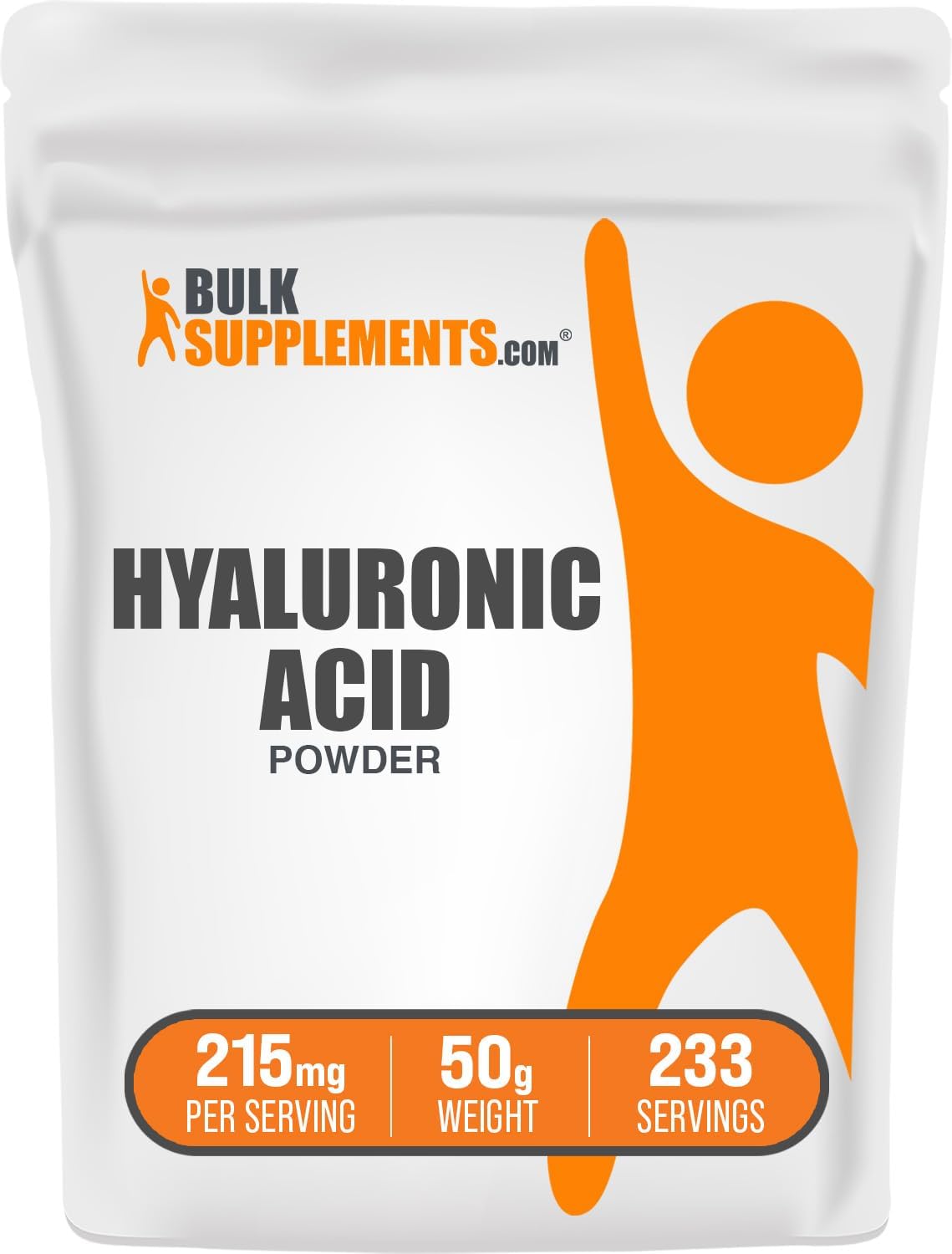 Hyaluronic Acid Powder - Hyaluronic Acid Supplements, Hyaluronic Acid 215mg - Hyaluronic Acid Food Grade, Gluten Free - 215mg per Serving, 50g 1.8 oz Pack of 1