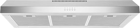 Range Hood 36 Inch Under Cabinet, 600 CFM Ducted/Ductless Vent Hood for Kitchen with Wide Coverage, Stove Vent with Bright LED Lights, Reusable Filters and 3 Speed Exhaust Fan
