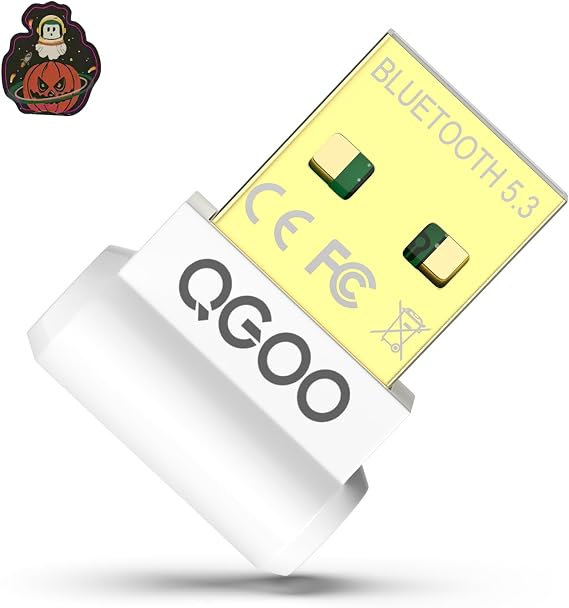 USB Bluetooth Adapter for PC - QGOO Bluetooth Dongle 5.3 EDR, Wireless Receiver for Desktop Computer Laptop Windows 8.1/10/11(white-101)