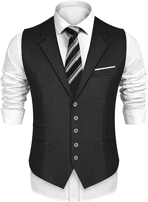 Mens Formal Suit Vest Slim Fit Buesiness Wedding Waistcoat Notch Lapel Casual Vests None Beads