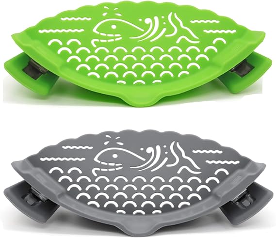 2 Pcs Strain Pot Strainer and Pasta Strainer - Adjustable Silicone Clip On Food Strainers for Pots, Pans, and Bowls - Kitchen Drainer Colander