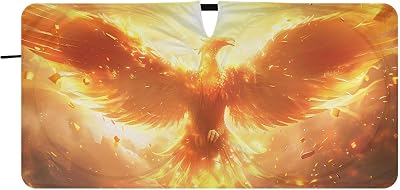 Phoneix Fire Sky Windshield Sun Shades Foldable Car Sun Shade for Sedans SUV Trucks Funny Cute Car Sun Shade Keep Car Cooler Size S