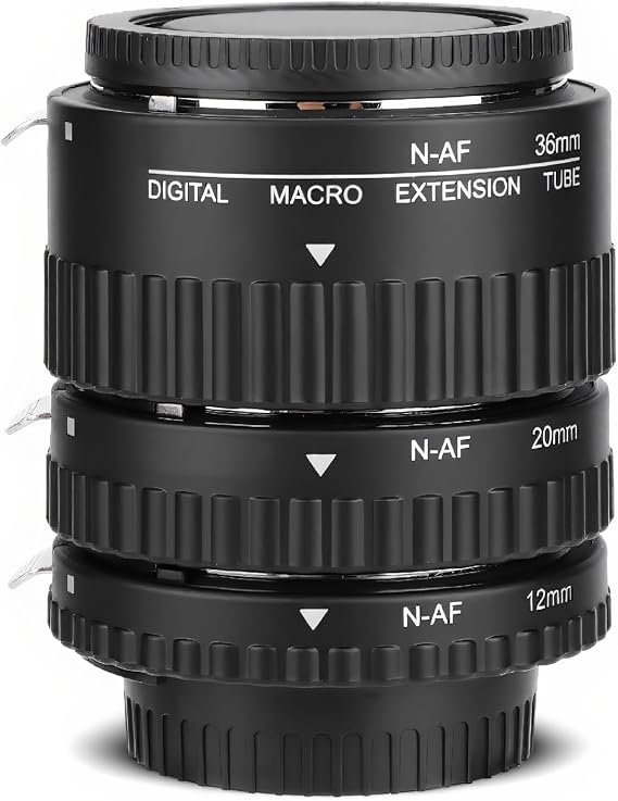 Pomya Macro Extension Tube Set, Auto Focus Extension Tubes for F Mount DSLR Cameras, 12mm 20mm 36mm Macro Lens Adapter Kit with Copper Contacts for Close Up Photography