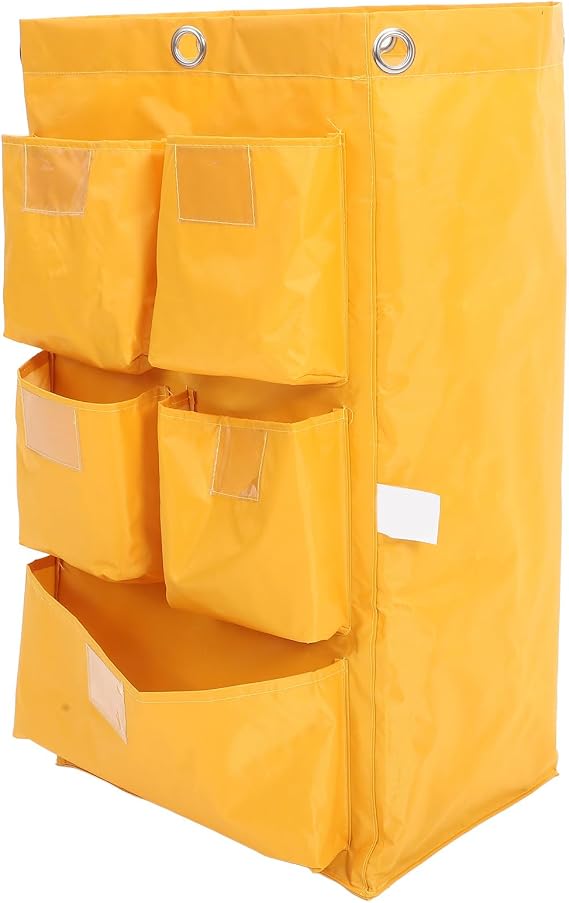 Waterproof Janitorial Bag for Cleaning Carts Sturdy Canvas Housekeeping Supply Organizer 10-Piece Capacity Collection Bag for Hotels and Commercial Use