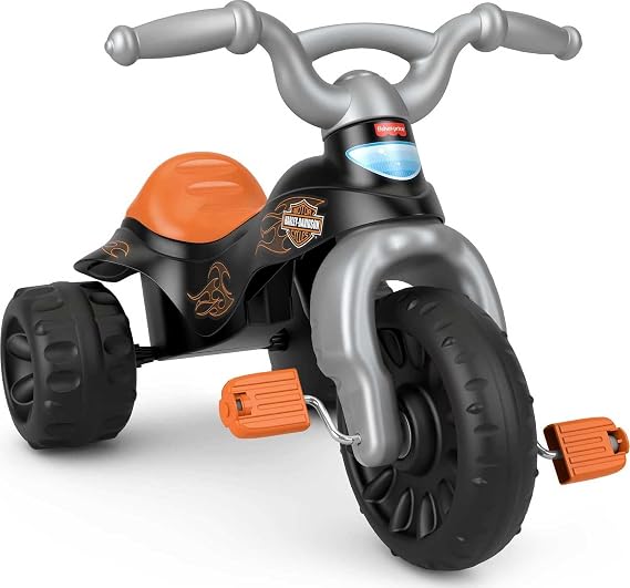 Fisher-Price Toddler Tricycle Harley-Davidson Tough Trike, Toy Bike with Handlebar Grips & Storage for Outdoor Play Kids Ages 2+ Years