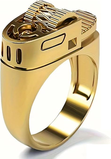 Vintage Fake Lighter Ring Creative Lighter Style Ring for Men Dad