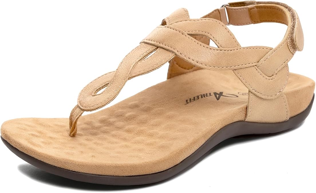 Athlefit Women's Orthopedic Flat Sandals with Arch Support