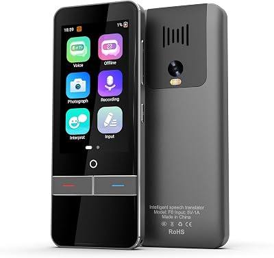 Language Translator Device, Instant Translation No WiFi Needed, Two Way Real-Time Voice Translation, Accurate Offline Recording, Photo Translation for Travel, Business, and Study F6