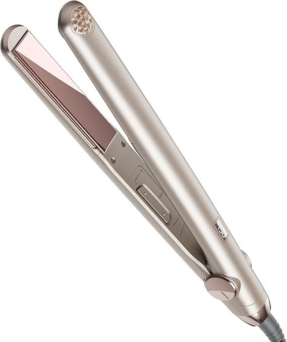 TYMO Flat Iron Hair Straightener and Curler 2 in 1 with 10s Fast Heating, 1 Inch Professional Titanium Straightening Curling Iron with 32 Adjustable Temp and Automatic Shut Off, Champagne